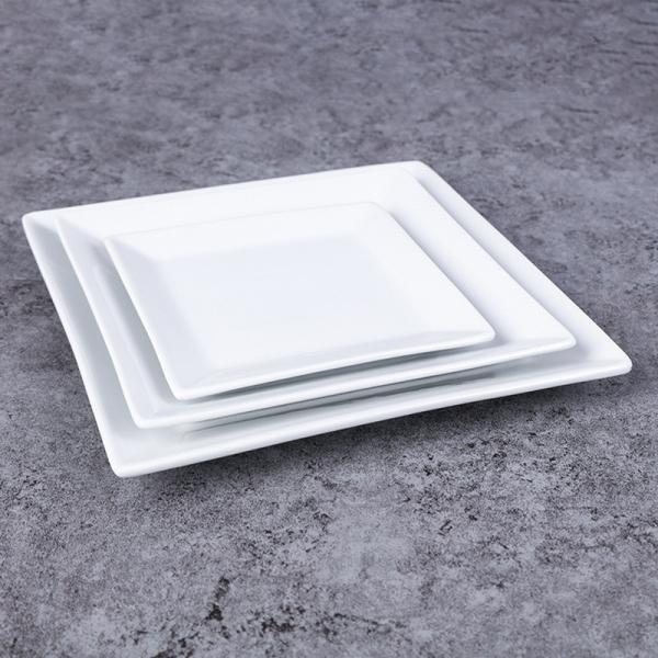 Scandinavian Square Porcelain Plates 24.75cm