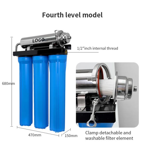 Filtro de agua para grifo de ultrafiltración de botella azul de 20 pulgadas para toda la casa
