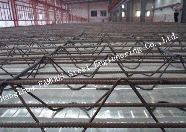 Galvanized 11.8m Metal Floor Decking HRB500E Reinforced Steel Bar Truss , 0.5mm Concrete Floor Decking