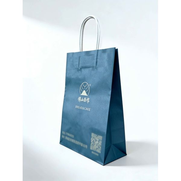 Customized Kraft Paper Twisted  Handle Bag Printing Take Away Bag