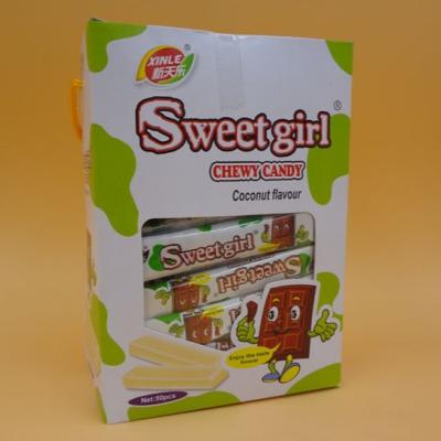 Forme long de friandise caoutchouteuse de lait de filles de saveur de noix de coco avec la vraie matière première