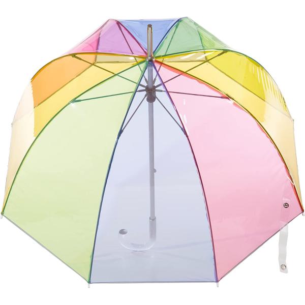 Custom Printed Logo or Pattern Clear Dome Umbrella for Lady 23inch 8k Black Metal Frame