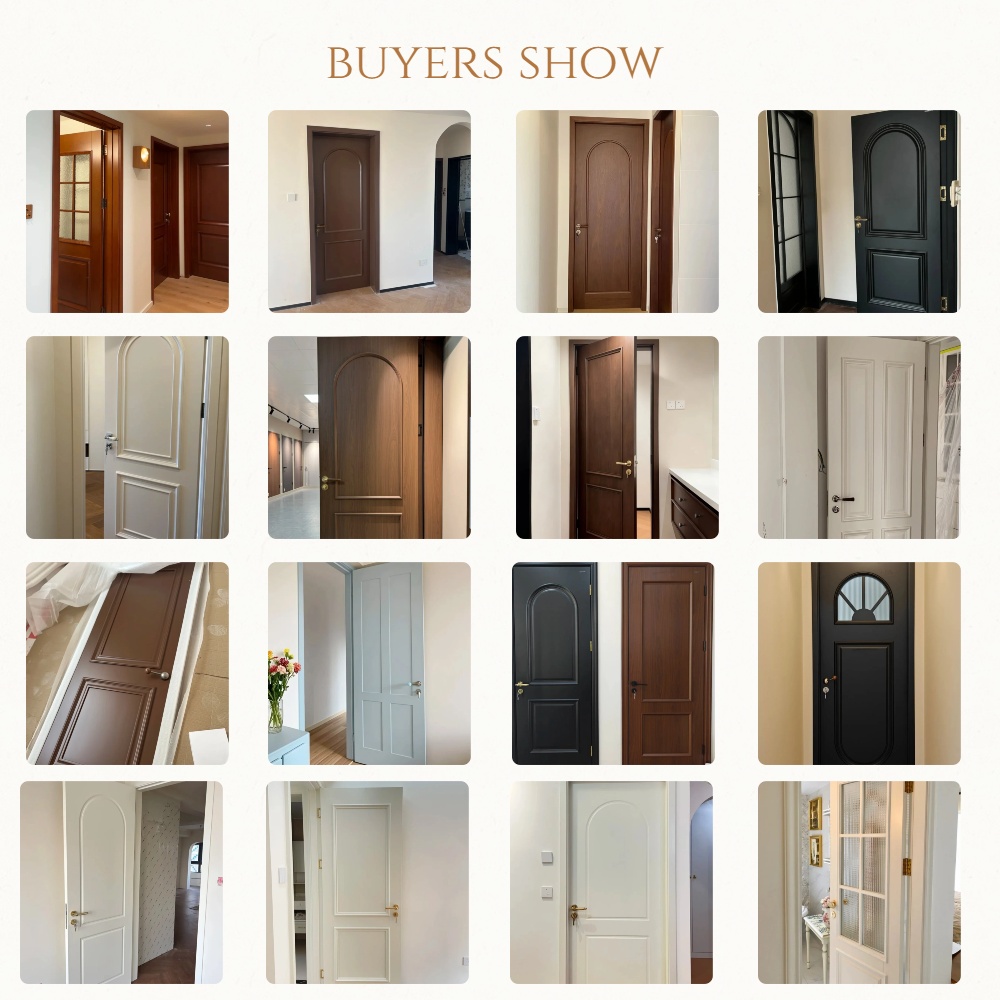 Dark Walnut Single Slab Water Resistant Solid Wood Interior Door for Bedroom Hotel Apartment
