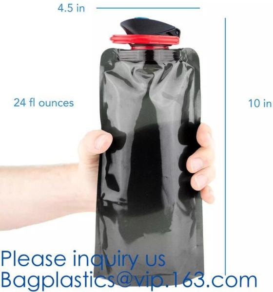 Solid Flexible Water Bottle Carabiner, Foldable Water Bottles Water Pouch Flexible - Reusable Travel Water Bottle