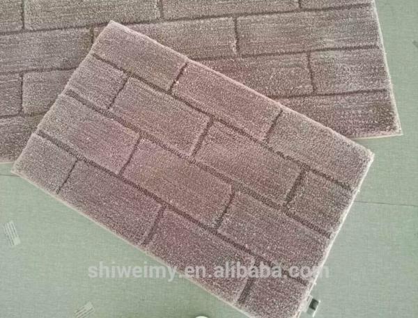 Bricks pattern plain color shaggy bath room mat