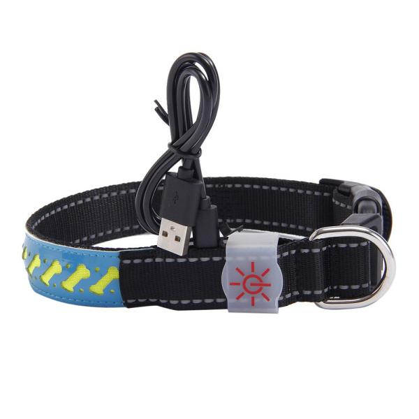 Safe LED Dog Collar USB Rechargeable , Waterproof Glow In The Dark Dog Collar