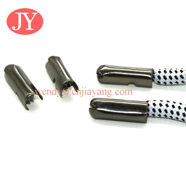 wholesale custom Logo 4mm round cotton shoelace hoodie cord with engraved logo metal tips