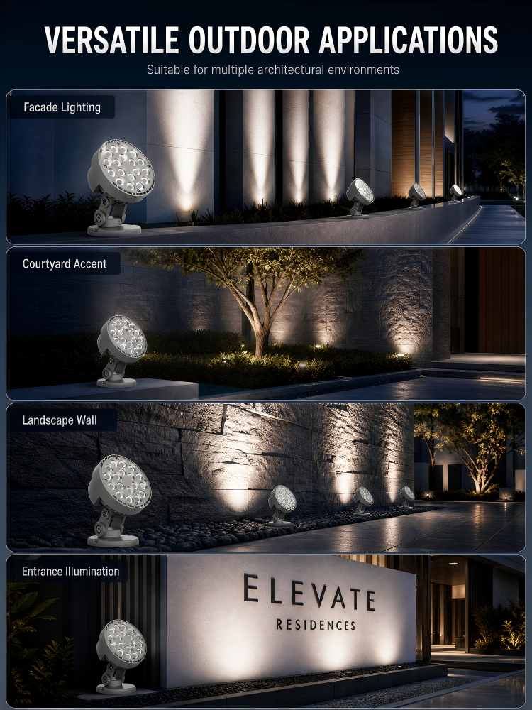 Ultra-high Energy Efficiency LED Flood Lights Rich Color Rendering Adjustable Beam Angle for Urban Main Roads Lighting