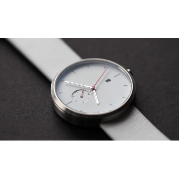 Red hand white face japan movt quartz watch stainless steel with white leather strap