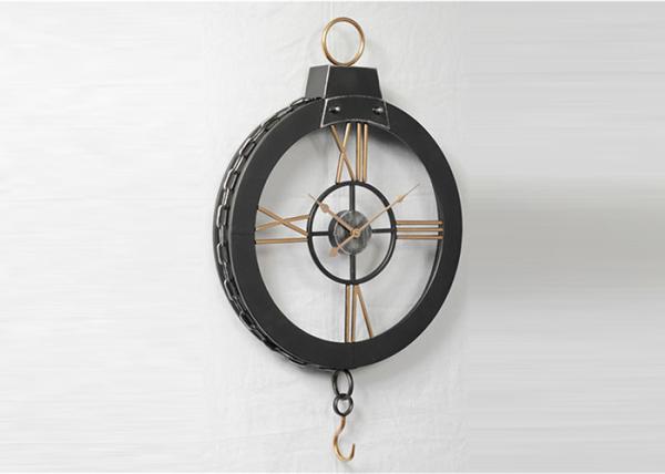 Industrial 3D Ring Hanging Oversized Black Metal Wall Clock