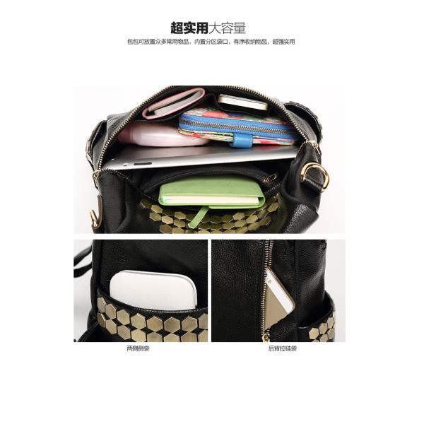 Boutique fashion leather handbag shoulder bag black backpack female