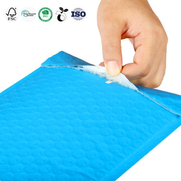 Eco Friendly Custom Printed Bubble Bags Light Blue Poly Bubble Bags Waterproof