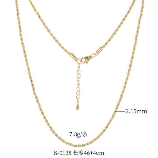 Factory Wholesale 14k Gold Plated  Necklace Bracelet Oshaped Twist Box Chain Pendant for Diy Jewelry Accessories Making