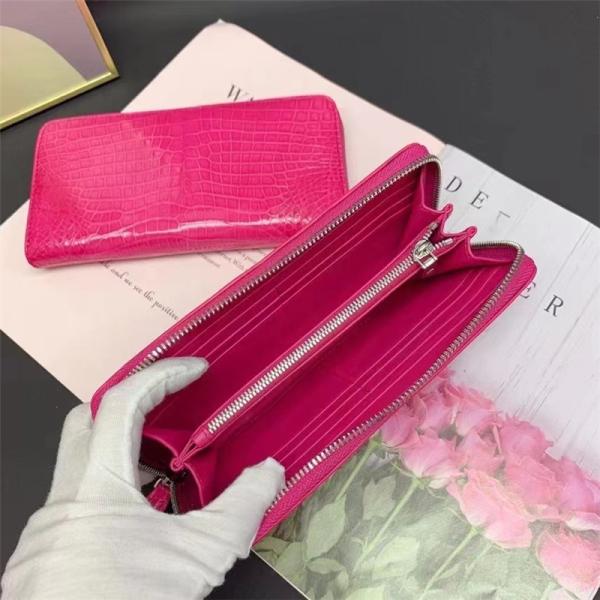 Authentic Genuine Crocodile Skin Women Long Card Pure Lady Colorful Glossy Wallet Exotic Alligator Leather Female Clutch
