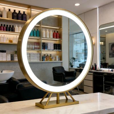Kingstin Double-Sided LED Salon Station Mirror, Professional Round Lighted