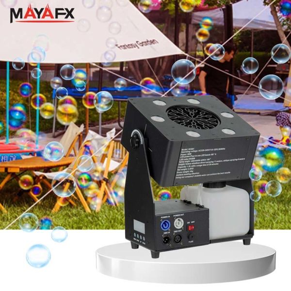 Dual Bubble Blaster Machine with 180-Degree Adjustable Angle 12m High Bubbles and Quad-Color LED Lights for Events