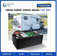 CLF Batería recargable de litio hierro fosfato LiFePO4 batería 100Ah 200Ah 300Ah 400Ah 12V 24V para RV Camper barco