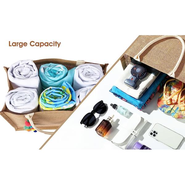 Beach Bag, Large Beach Bag For Women, Woven Straw Beach Tote Bag Waterproof, Weaving Swim Gym Shopping Travel Bag