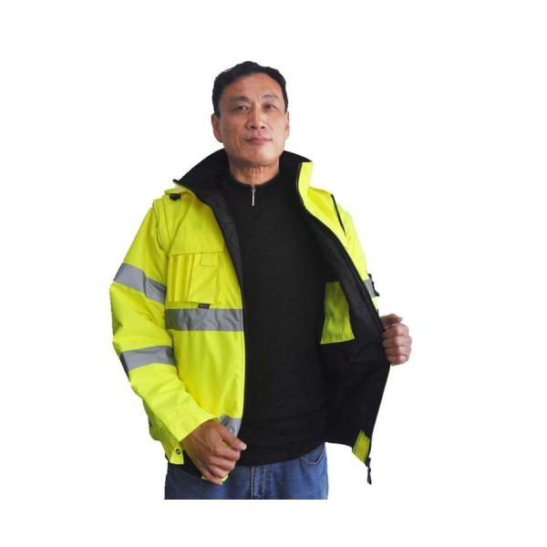 300D Oxford Mens Hi Vis Waterproof Bomber Jacket With Stain Resistant PU Coated