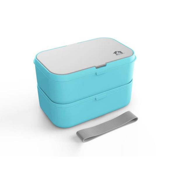 Large Capacity Custom Printed Eco-friendly Double-Layer Lunch Box with PP Lid and Cutlery Set 2000ml