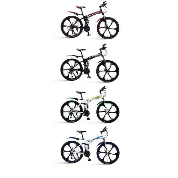 Noir Rouge/Blanc Bleu/Noir Argent/Blanc Vert Vélo de montagne pliable Pleine suspension 24/26/29 pouces Vélo en acier au carbone