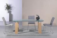 Tables à manger en verre trempé de style moderne extensibles 200 cm DT-887A Avec une jambe en bois