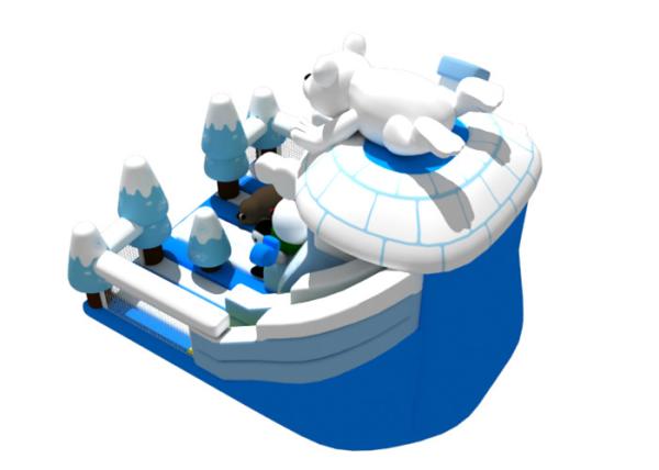 Toboggan gonflable commercial sur le thème des animaux de glace et de neige 8x8x5.7m