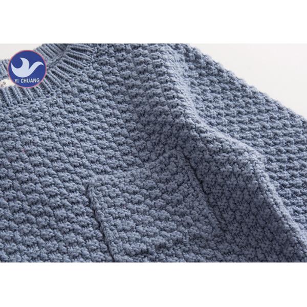 Chest Patch Pocket Toddler Boy Pullover Sweater Cotton Crew Neck Anti - Pilling