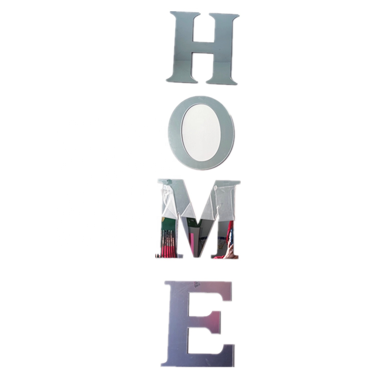 3D Modern Design DIY Removable Wall Decor Set of 4 Plastic MIRROR LETTERS Home Mirror Sticker for Living Room