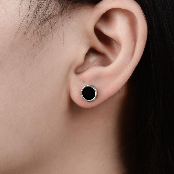 Titanium steel oil unilateral round dumbbell Style stud earrings for women men lover couples Jewelry Gifts 6mm-12mm