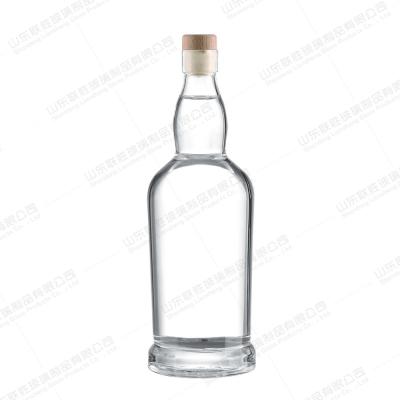 500ml 700ml 750ml Clear Glass Whiskey Bottle With Cork And Glass Lid