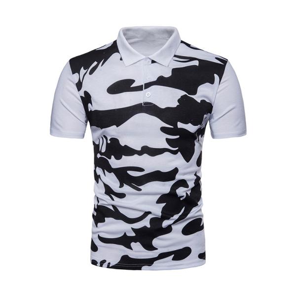 Camo Print Patchwork Lapel OEM T Shirts 270gsm Spring Summer Polo Outfit Men
