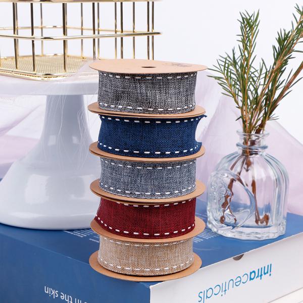 Jacquard Design 2.5cm Cowboy Wired Double Face Saddle Stitched Ribbon for Gifts by MSD