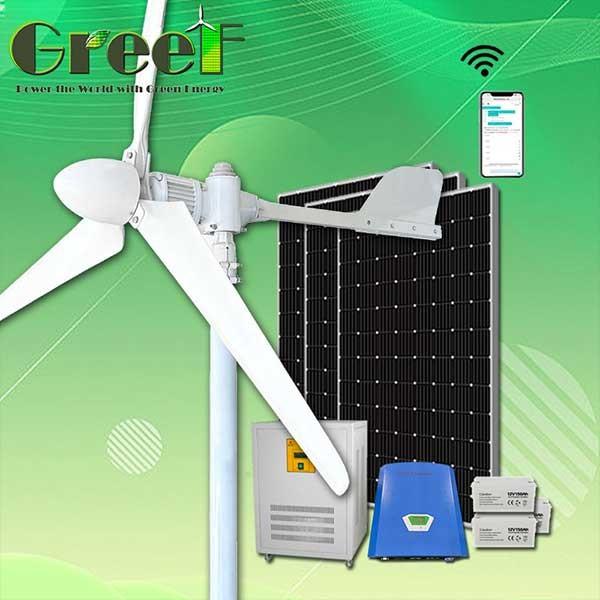 Turbina Eólica Horizontal CA Trifásica Sistema Híbrido Solar Eólico 1KW 3KW 5KW 10KW