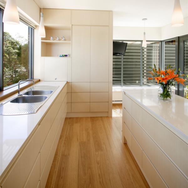 Solid Wood Veneer Kitchen Cabinet Modern Custom Creamy White