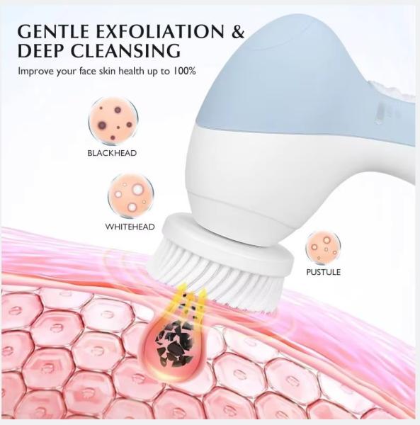 7 In 1 Portable Facial Cleansing Brush Electric Sonic Face Scrubber With UK EU US Plugs