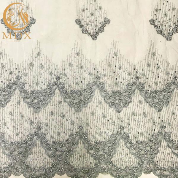 Exquisite Beaded Handmade Embroidery Lace Fabric For Evening Dress