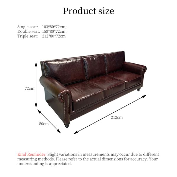 Nidea #8950 High Quality Genuine Leather Barton Sofa Set 3 Pieces American Retro Design Sponge Comfortable Durable for Hotel Bedroom Bed