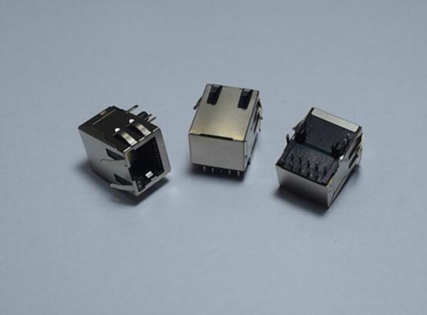 90 Degree Shielded RJ45 Female Ethernet Connector Single Port With LEDs