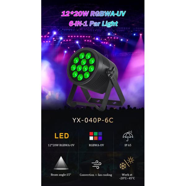 Aluminum Alloy RGBWA UV LED Flat Par 12x20W Lighting DJ Par Cans Dmx 512 Light Wash Stage Lighting for Church