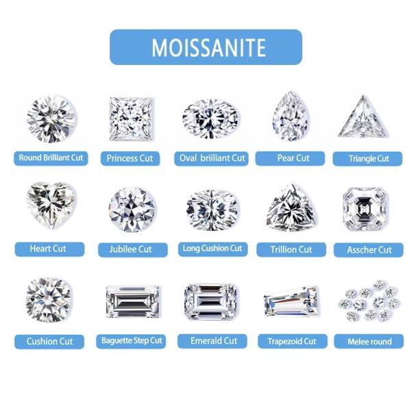 Бесцветный DEF Цвет Мойсанит Ювелирный камень Разрезанный для тенниса браслеты Кольца