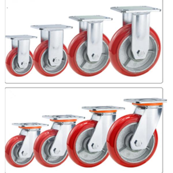 8 Inch Polyurethane Caster Wheel Cast Iron Casters Heavy Casters