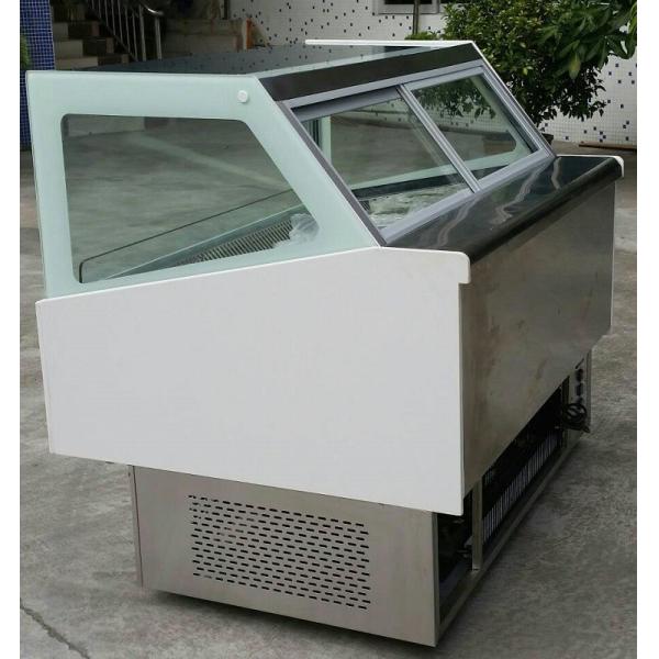 Square Glass Ice Cream Showcase Freezer 20 Pans Fan Cooling Type 1730*1068*1250mm