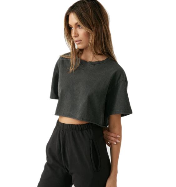 Blank Crop Top Tee Shirt Plain Crop T Shirts For Women