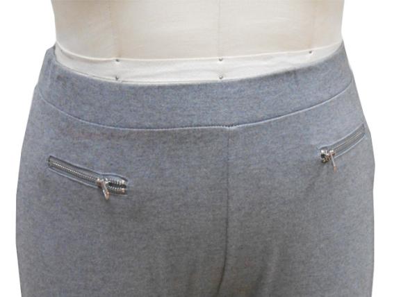 Grey Women'S Sport Knit Pants , Spandex Workout Pants With Hotstone Decoration