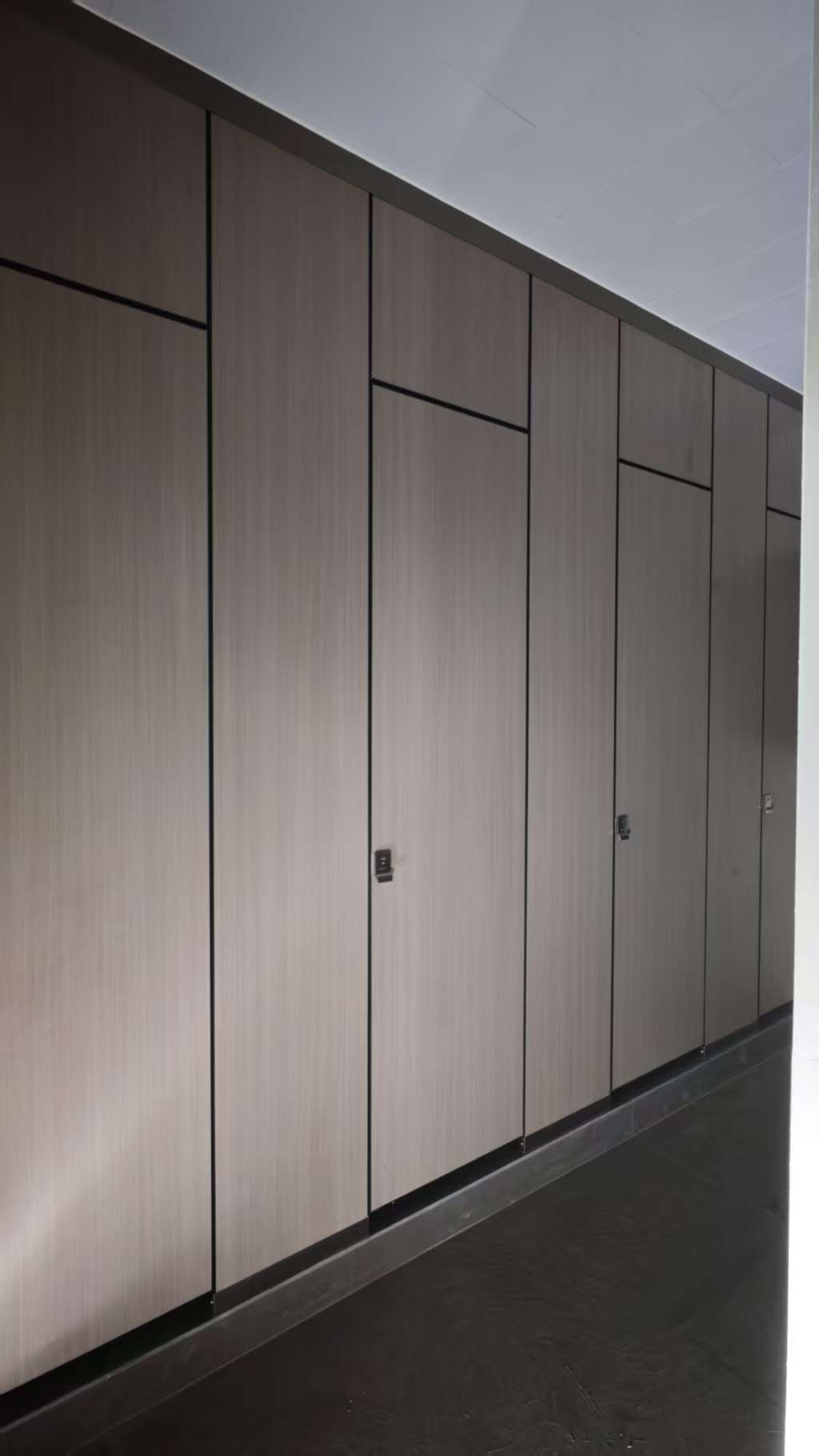 Commercial Grade Floor-to-Ceiling Compact Laminate (HPL) Toilet Partition Wall, Customizable Restroom Cubicle Solution