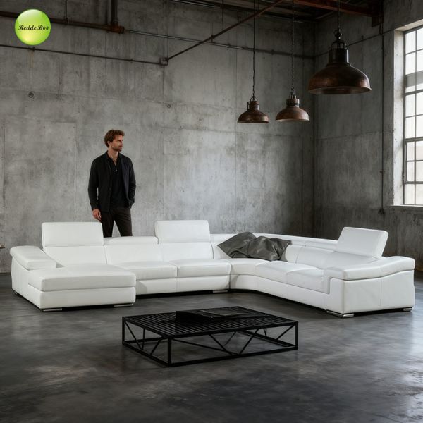 Wabi - Sabi White Leather Modular Sofa: Minimalist Charm, Natural Texture – Serene Contemporary Spaces Elevate
