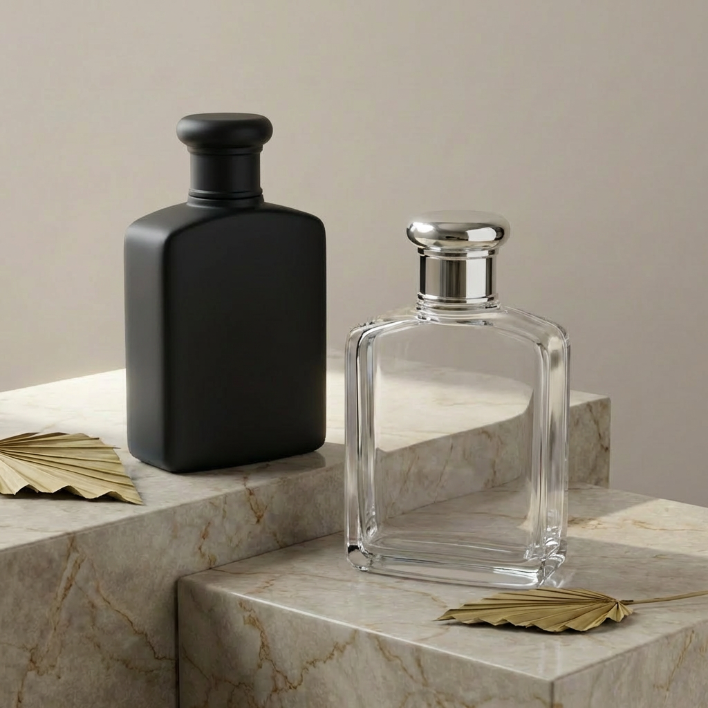Anding Supplier High End Custom Printed Private Label 50 ml 100 ml Crimp Square Refillable Spray Glass Empty Perfume Bottle