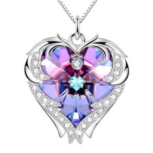rosa na moda Crystal Heart Pendant de 18in 0.29oz Sterling Silver Heart Pendant