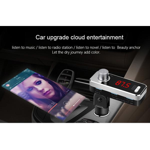 LED Display Screen Bluetooth Car Charger Adapter Micro SD Card Slot BT Mode Switch